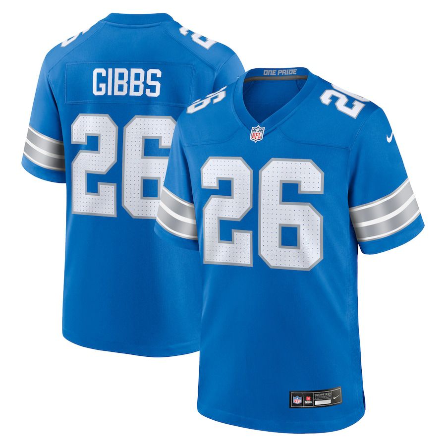 Men Detroit Lions #26 Jahmyr Gibbs Nike Blue Game NFL Jersey->detroit lions->NFL Jersey